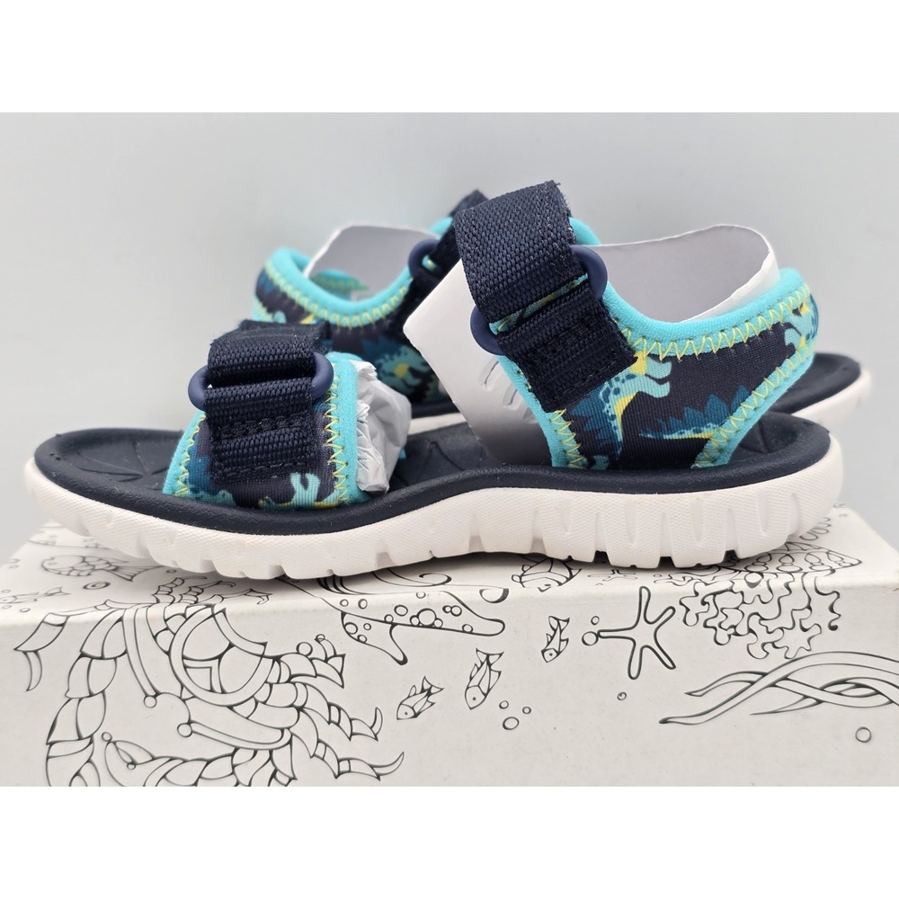Clarks - Kids - Adjustable Sandals, SurfingTide K - Navy Marine Dinosaur‎ Sz 8 M - Picture 9 of 13